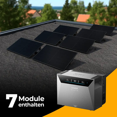 Solarkraftwerk 3500W mit Speicher Anker SOLIX 4 Pro - Komplettset Flachdach/Boden