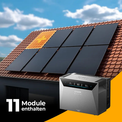 Solarkraftwerk 5500W mit Speicher Anker SOLIX 4 Pro - Komplettset Schrägdach
