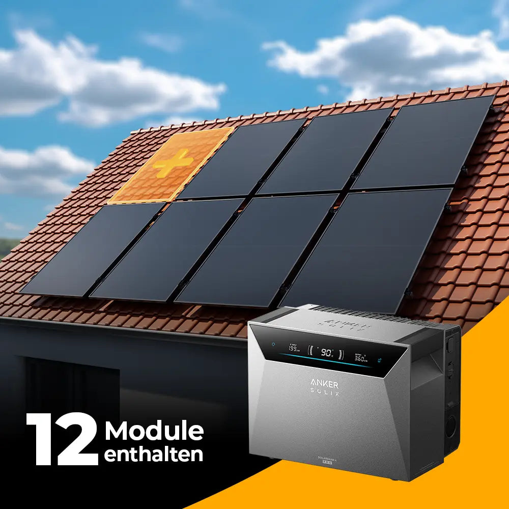 Solarkraftwerk 6000W mit Speicher Anker SOLIX 4 Pro - Komplettset Schrägdach