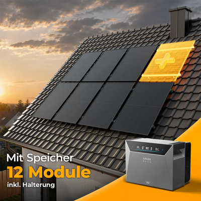 Solarkraftwerk 6000W mit Speicher Anker SOLIX 4 Pro - Komplettset Schrägdach