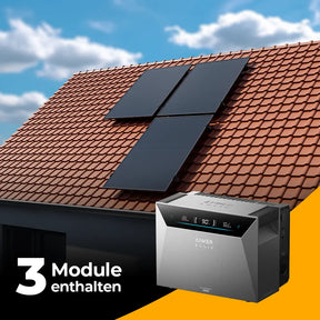 Produktbild - Balkonkraftwerk 1500W mit Speicher Anker SOLIX 4 Pro – Komplettset Schrägdach
