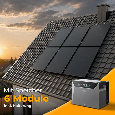 Solarkraftwerk 3000W mit Speicher Anker SOLIX 4 Pro - Komplettset Schrägdach