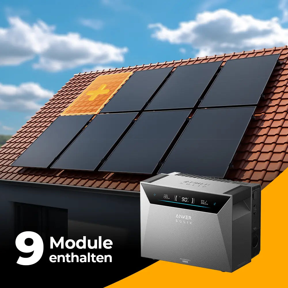 Produktbild - Solarkraftwerk 4500W mit Speicher Anker SOLIX 4 Pro - Komplettset Schrägdach