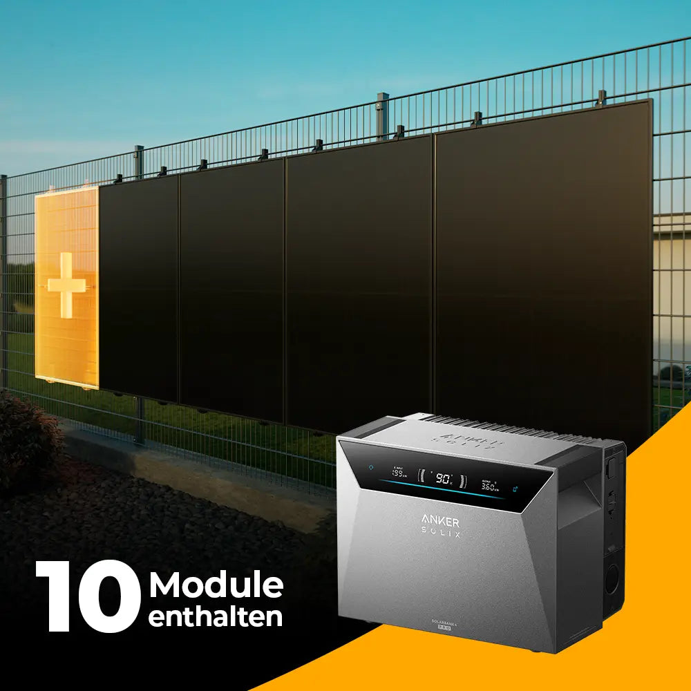 Prodktbild - Solarkraftwerk 5000W mit Speicher Anker SOLIX 4 Pro - Komplettset Stabgitterzaun