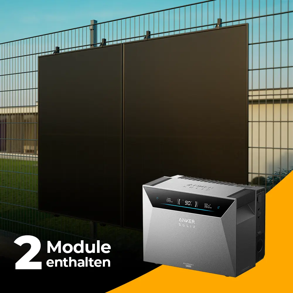 Produktbild - 
Balkonkraftwerk 1000W/800W mit Speicher Anker SOLIX 4 Pro - Komplettset Stabgitterzaun
