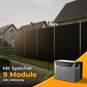 Solarkraftwerk 4500W mit Speicher Anker SOLIX 4 Pro - Komplettset Stabgitterzaun