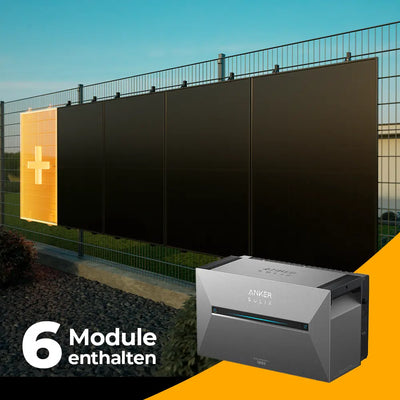 Solarkraftwerk 3000W mit Speicher Anker SOLIX 3 Pro - Komplettset Stabgitterzaun