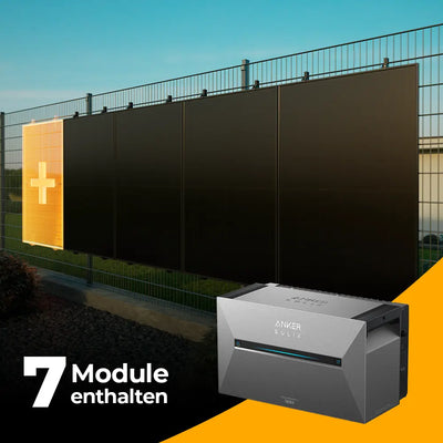 Solarkraftwerk 3500W mit Speicher Anker SOLIX 3 Pro - Komplettset Stabgitterzaun