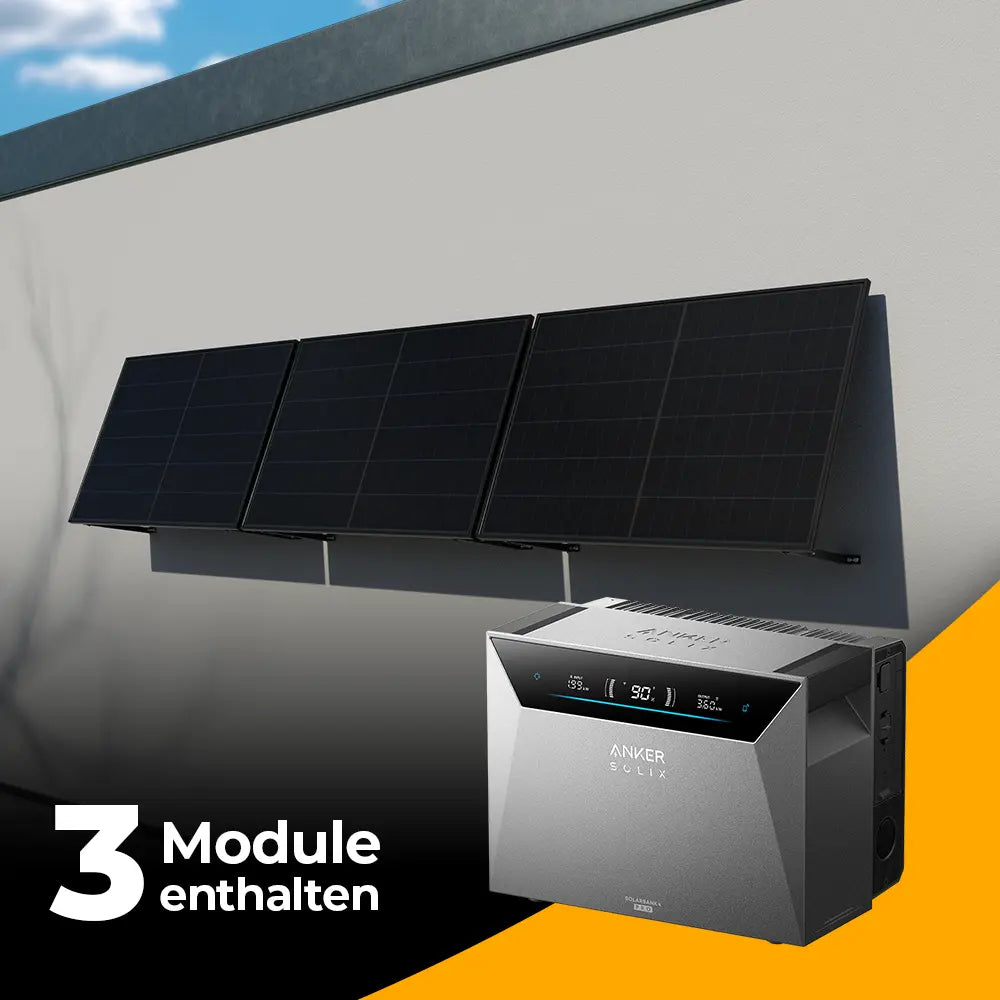 Produktbild - Balkonkraftwerk 1500W mit Speicher Anker SOLIX 4 Pro – Komplettset Wandmontage
