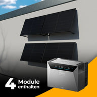 Produktbild - Balkonkraftwerk mit Anker SOLIX Solarbank 4 Pro 2000W Glas-Glas bifazial - Komplettset Wandmontage