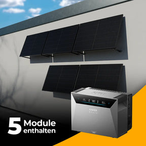 Produktbild - Solarkraftwerk 2500W mit Speicher Anker SOLIX 4 Pro - Komplettset Wandmontage