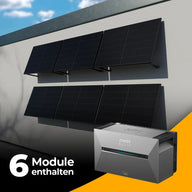 Solarkraftwerk 3000W Komplettset für Wandmontage – mit 6 Glas-Glas bifazialen Solarmodulen und Anker Solix 3 Pro Speicher. Effiziente Photovoltaikanlage für Wandinstallationen mit integriertem Stromspeicher – jetzt bei solago kaufen.