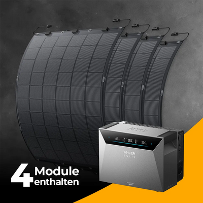 Balkonkraftwerk 900W mit flexiblen Solarmodulen mit Speicher Anker SOLIX 4 Pro - Set