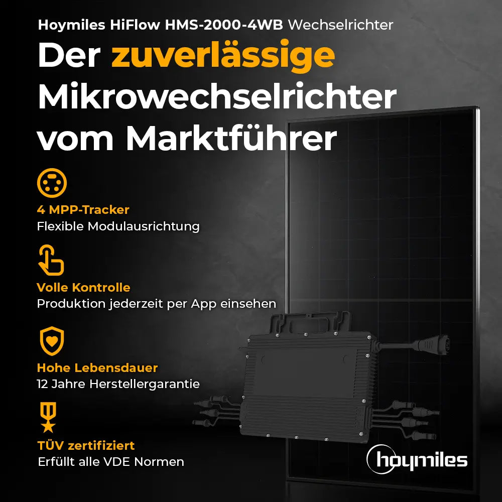 Balkonkraftwerk 1350W mit flexiblen Solarmodulen ohne Speicher - Set